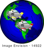 #14922 Airplanes Flying Over The Earth Clipart
