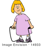 #14933 Caucasian Girl With A Jump Rope Clipart