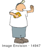 #14947 Caucasian Man Holding A Brick Of Gold Clipart