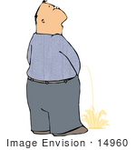 #14960 Man Urinating On The Ground Clipart