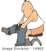 #14963 Man Getting Dressed Clipart