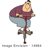#14964 Chubby Man On A Pogo Stick Clipart