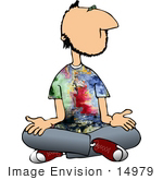 #14979 Hippie Man Sitting Cross Legged And Meditating Clipart