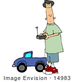 #14983 Boy Playing With An Rc Car Clipart
