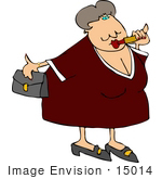 #15014 Middle Aged Caucasian Woman Applying Red Lipstick Clipart