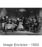 #1503 Photo Of A Woman Accused Of Being A Witch Pointing At Scared People During A Witch Trial