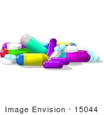 #15044 Mixed Pile Of Pills Clipart