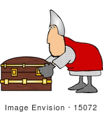 #15072 Soldier Bending Over A Treasure Chest Clipart