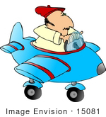 #15081 Man In A Blue Toy Airplane Clipart