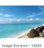 #15205 Picture Of Palapas On The Beach Cancun Mexico