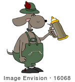 #16068 Oktoberfest Dog Holding A Beer Stein Clipart