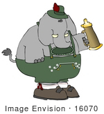 #16070 Oktoberfest Elephant Holding A Beer Stein Clipart
