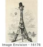 #16176 Picture of an Alexandre Gustave Eiffel Caricature of Him as the Eiffel Tower by JVPD