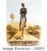 #16201 Picture Of An African American Man Riding A Penny Farthing Bike
