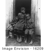 #16209 Picture Of Three African American Children On A Bench
