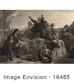 #16485 Picture Of Pilgrims Preparing For Departure To America