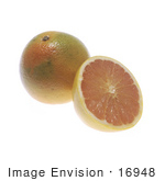 #16948 Picture Of A Whole And Half Of A Grapefruit On A White Background