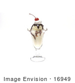 #16949 Picture Of An Ice Cream Sunday With Chocolate Sauce Whipped Cream And Cherry On Top