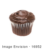 #16952 Picture Of One Whole Chocolate Cupcake With Chocolate Frosting