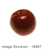 #16957 Picture Of A Shiny Red Apple With A Stem On A White Background