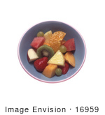 #16959 Picture of a Bowl of Fruit Salad Made With Kiwi, Apple, Pineapple, Strawberry, Cantalope, Watermelon, Grapes and Oranges by JVPD