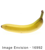 #16992 Picture Of One Whole Ripe Banana With Slight Bruising On A White Background