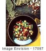 #17097 Picture Of A Bowl Of Beans And Legumes On A Wooden Table