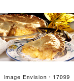 #17099 Picture Of One Whole Slice Of Apple Pie On A Plate The Rest Of The Pie In The Background With A Lily
