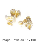 #17100 Picture Of Two Pieces Of Popped Unbuttered And Unsalted Popcorn