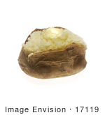 #17119 Picture Of A Whole Baked Potato With Mashed Center Topped With Melting Butter