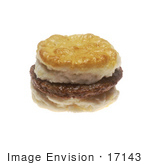 #17143 Picture Of One Whole Sausage Breakfast Biscuit On A White Background