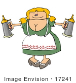 #17241 Blond Caucasian Oktoberfest Beer Maiden Woman Clipart