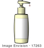 #17263 One Off White Lotion Bottle With A Blank White Label Clipart