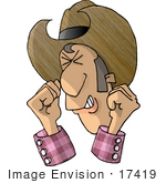 #17419 Mad Cowboy With Clenched Fists Clipart