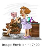 #17422 Hairdresser Woman Working On Her Client Clipart