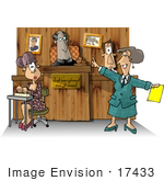 #17433 Female Attorney Male Witness Male Judge And Female Stenographer During A Trial In A Court Room Clipart