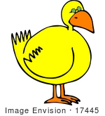 #17445 Yellow Bird With An Orange Beek Clipart