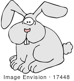 #17448 Gray Buck Toothed Rabbit Clipart