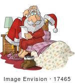 #17465 Santa In His Pjs Sitting Up In Bed Clipart