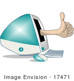 #17471 Thumbs Up Hand Coming Out Of An Imac Computer Clipart