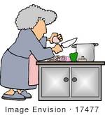 #17477 Senior Woman Making Soup Preparing Ingredients Clipart