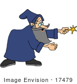 #17479 Wizard Holding A Wand Clipart