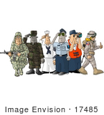 #17485 Men And Woman From Different Branches Of The Military Clipart