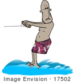 #17502 African American Man Water Skiing Clipart