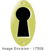 #17509 Black Key Hole With A Brass Plate Clipart