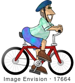 #17664 Man Riding A Bike To Save Gas Money And To Protect The Environment Clipart