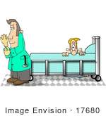 #17680 Patient Hiding From A Prostate Doctor Clipart