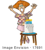 #17691 Woman With A Birthday Cake Clipart