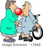 #17692 Respiratory Therapist Assiting A Senior Patient Man With A Balloon Test Clipart