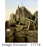 #17714 Picture Of Mont St Michel Abbey Viewed From The Ramparts Normandy France